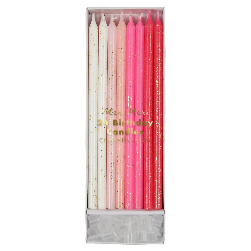 Meri Meri Pink Glitter Candles